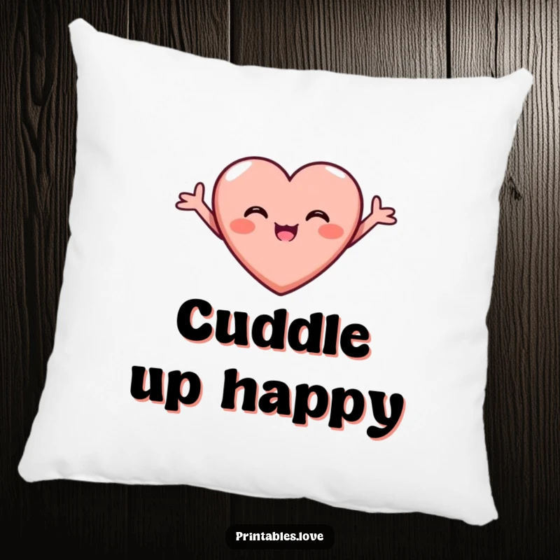 Funny Joyful Heart Pillow with arms outstretched, beaming with pure joy, offering cuddles and a dose of happiness.
