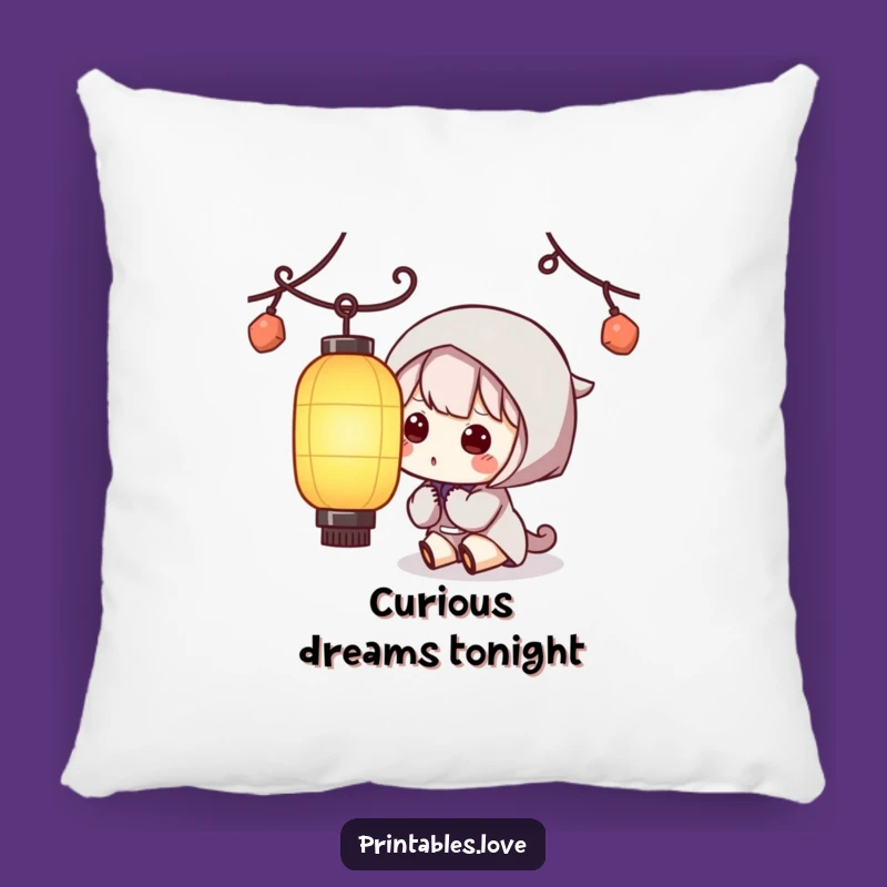 Funny Kawaii Lantern Pillow: Cozy Curiosity Companion, Sweet Funny Gift!
