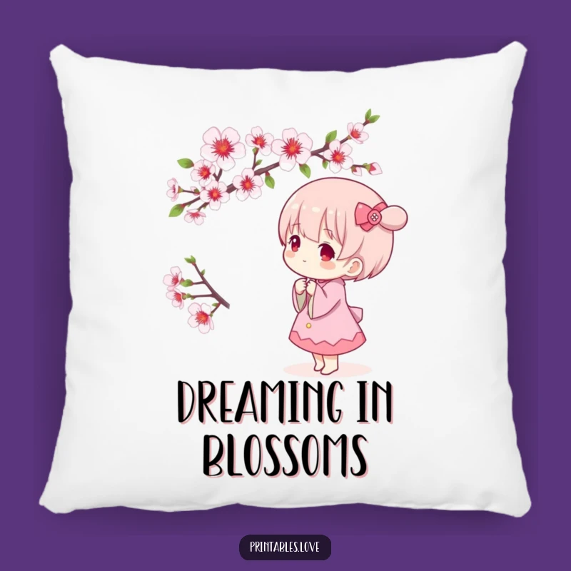 Soft Funny Kawaii Cherry Blossom Pillow - Cozy Spring Accent