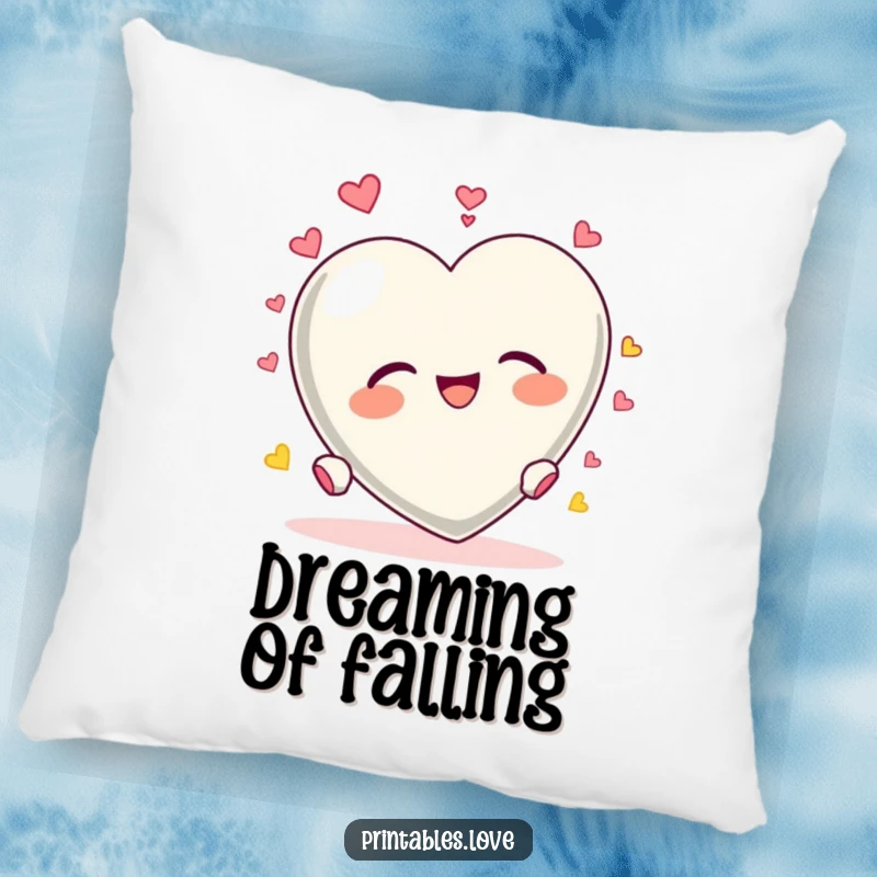 Funny Heart Tumbling Pillow: A plush pillow showing a heart character tumbling with unrestrained delight.
