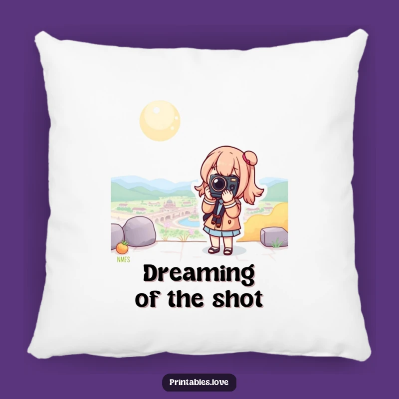 Funny Kawaii Camera Pillow: Cozy Scenic Pose, Sweet Funny Gift!