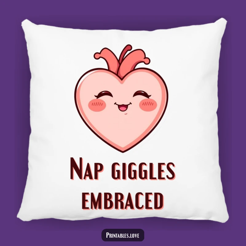 Funny Giggling Heart Pillow - Cozy Rosy Cheeked Joy Accent Gift