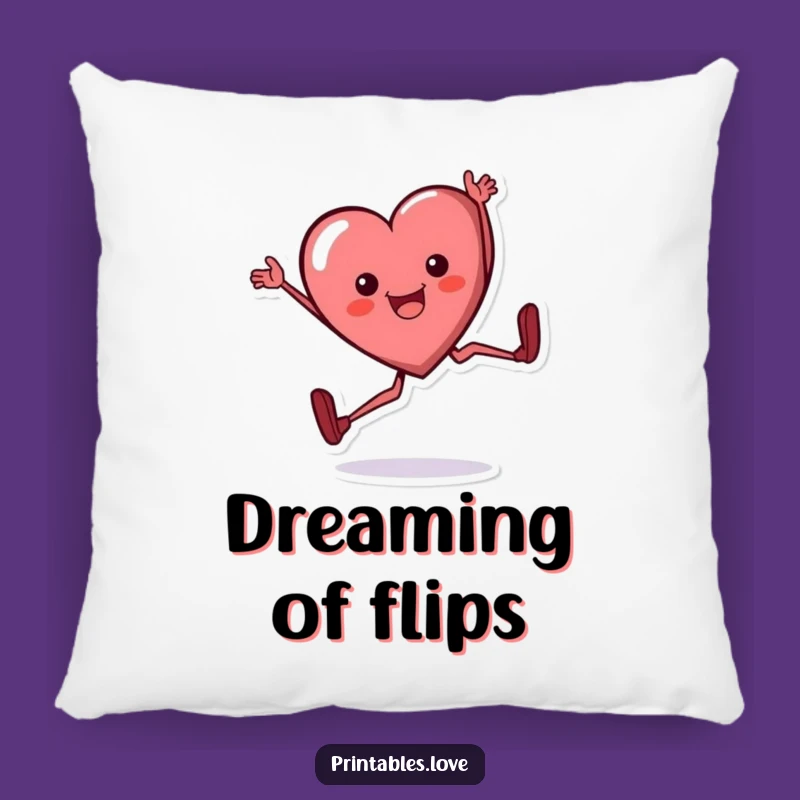 Funny Heart Cartwheel Pillow - Cozy Flipping Character Cushion