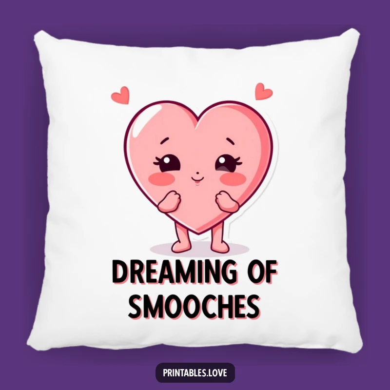 Funny Heart Character Pillow: Puffed Cheeks Kiss, Cozy & Cute Throw Pillow, Funny Gift