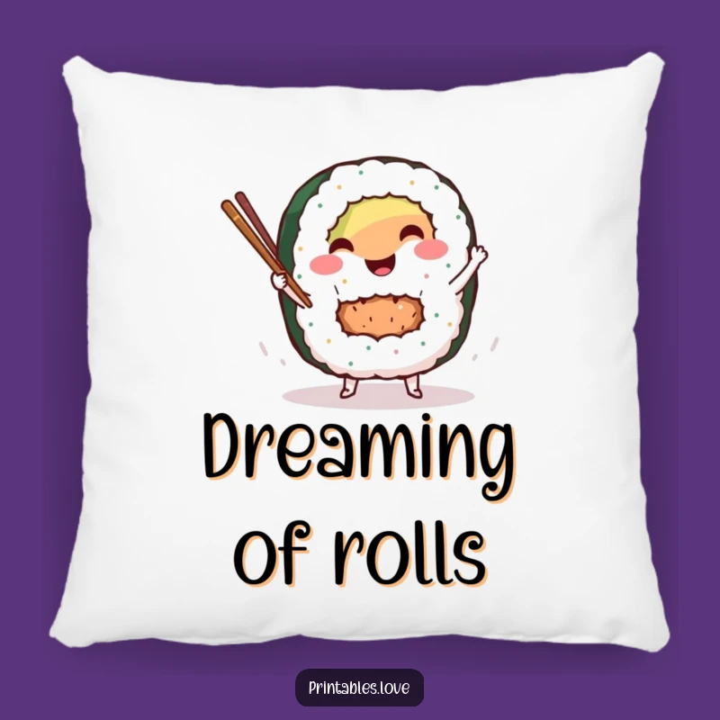 Funny Sushi Dance Pillow: Cozy Smiling Roll Character Accent Gift for Sofas