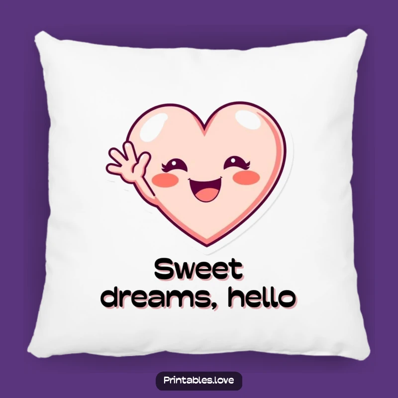 Funny Waving Heart Pillow: Excited Grin Comfort, Perfect Gift!