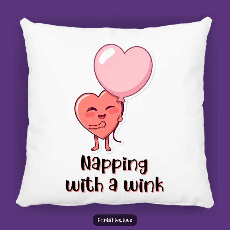 Funny Winking Heart Pillow - Cozy Comfort with a Playful Twist