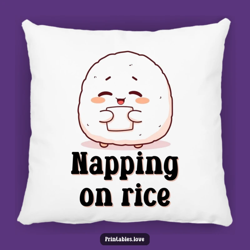 Funny Onigiri Wink Pillow: Giggling Character Accent Gift for Cozy Fun