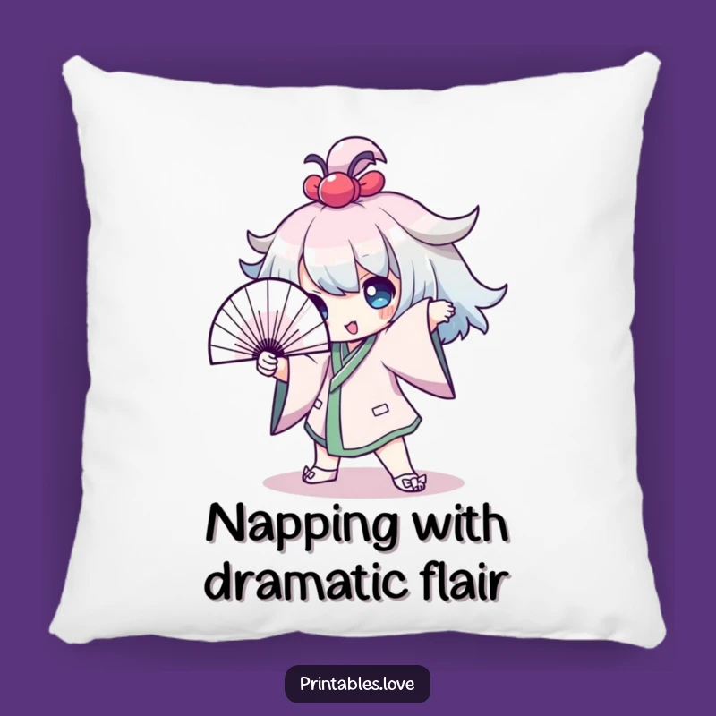 Funny Kawaii Drama Queen Pillow: Cozy Fan Pose Decor