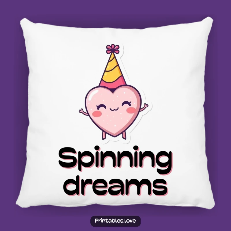 Funny Tiny Heart Party Hat Pillow: Cozy Enthusiastic Celebration Decor