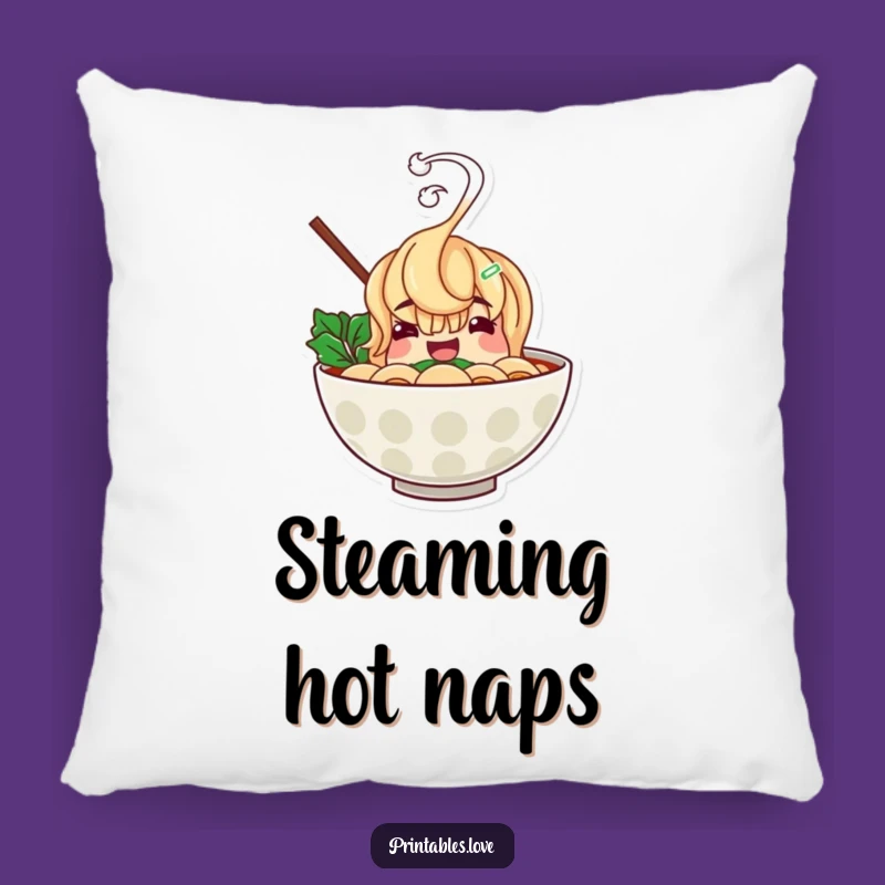 Funny Ramen Bowl Pillow: Cheerful Character Accent Gift for Cozy Spaces