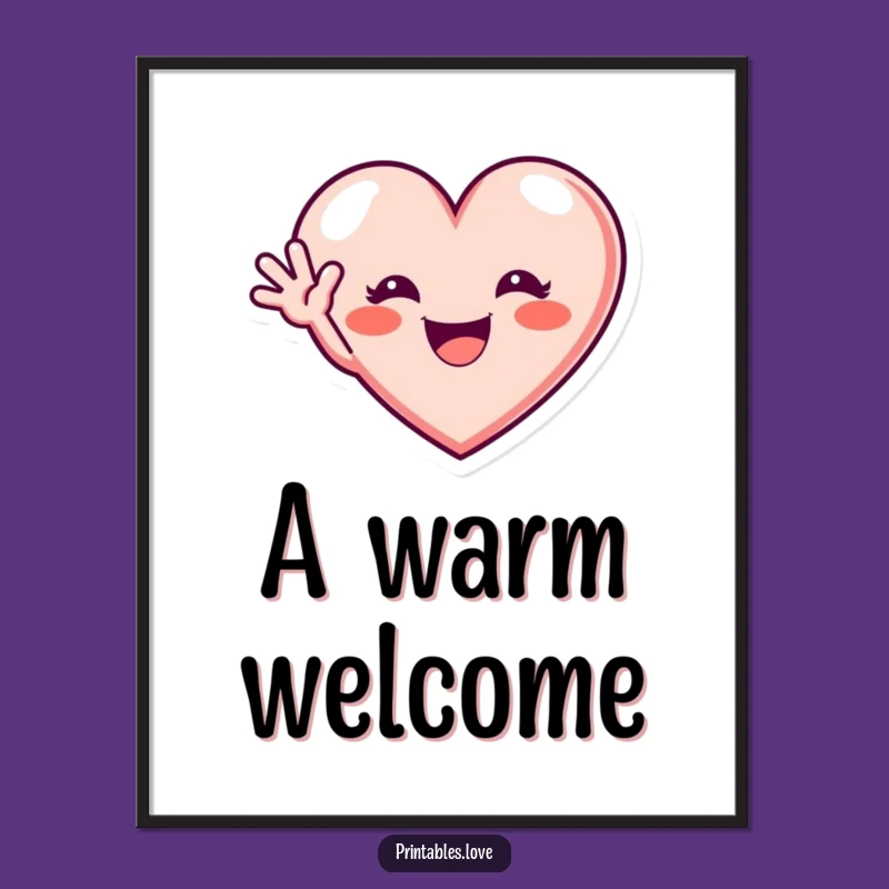 Funny Waving Heart Digital Art: Excited Grin Hello, Perfect Gift!