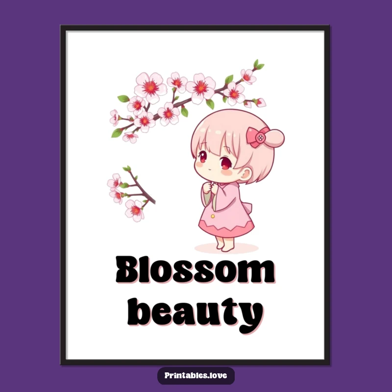 Funny Kawaii Cherry Blossom Digital Art - Instant Spring Beauty