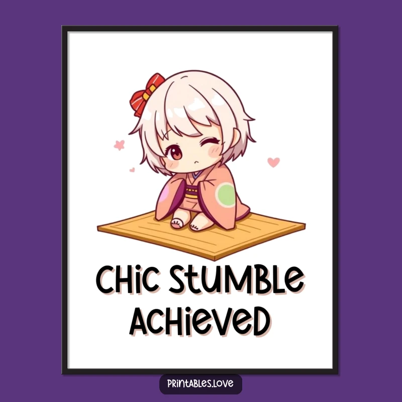 Funny Kawaii Kimono Digital Art: Instant Laughs & Cute Mishaps, Gift