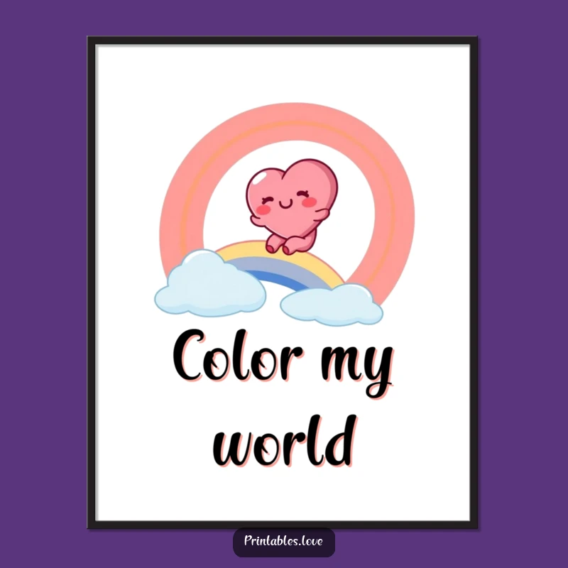 Funny Rainbow Art Print: Glee Heart Character Decor, Instant Funny Gift