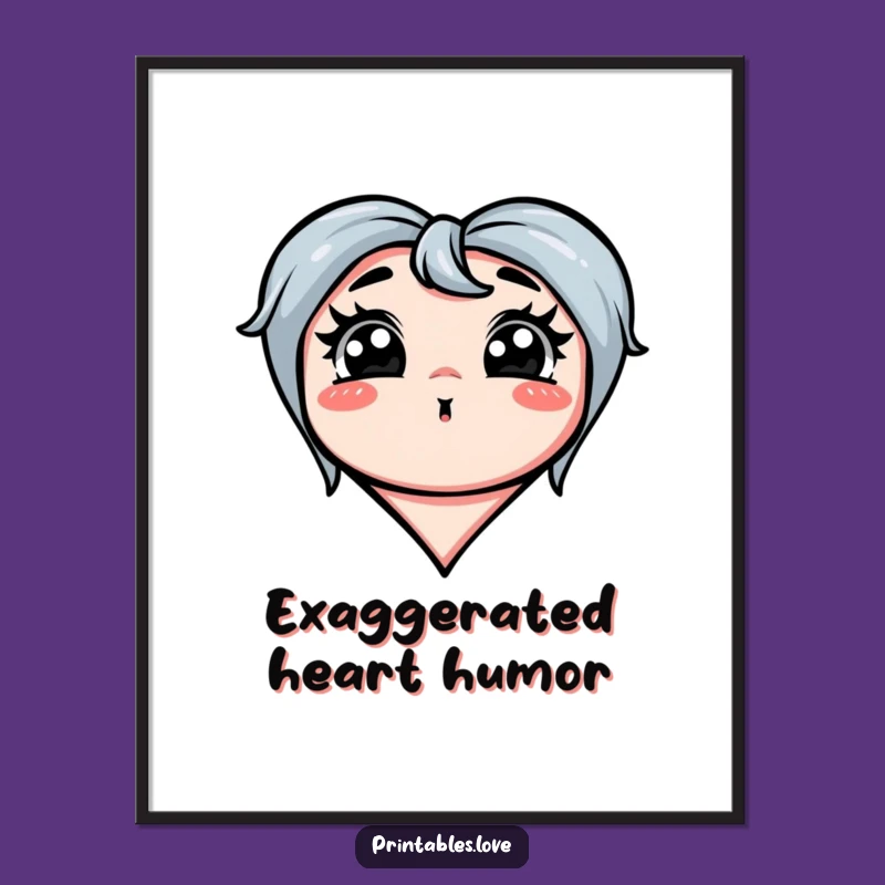 Funny Silly Face Heart Digital Art: Exaggerated Humor, Perfect Gift!