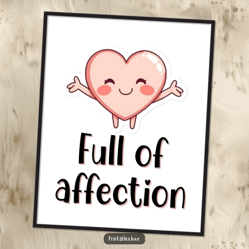 Funny digital art of a heart character with open arms, ready to give a warm hug, adding cheer and love to any digital space.