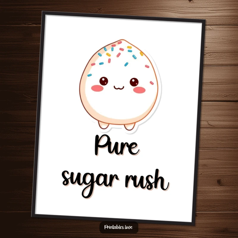 Funny cheerful mochi character, joyfully covered in sprinkles, as vibrant digital art for cheerful decoration.