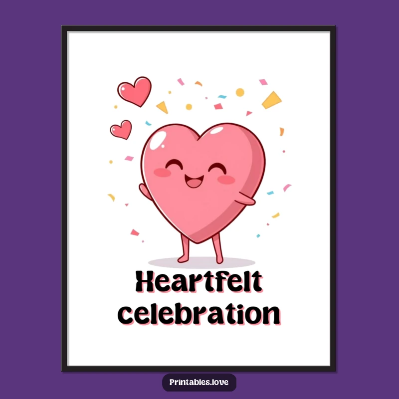 Funny Confetti Heart Art Print: Festive Decor, a Hilarious Digital Gift
