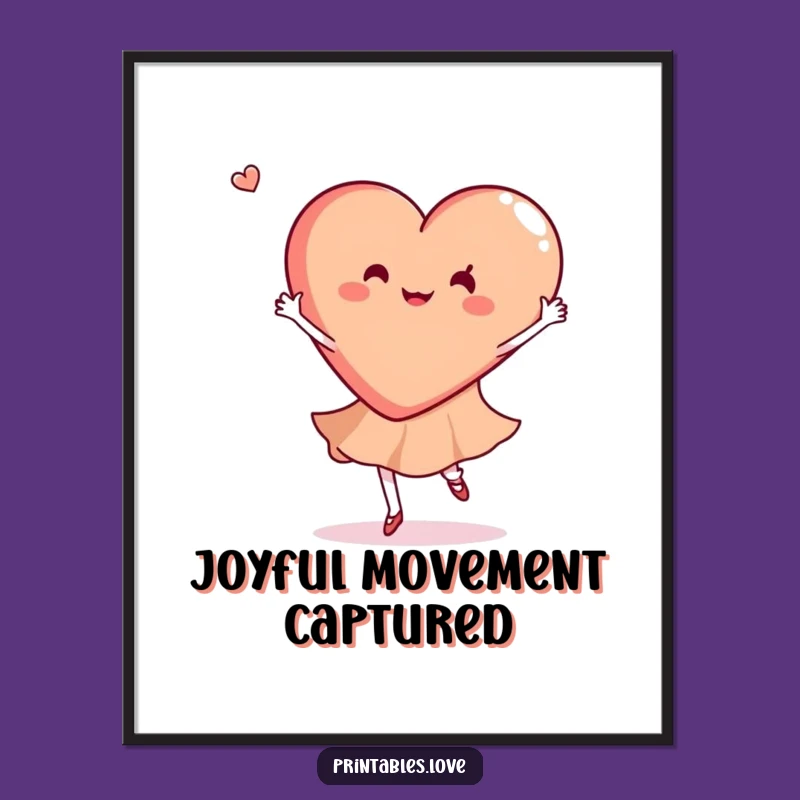 Funny Dancing Heart Digital Art: Graceful Twirls of Joy, Perfect Gift!