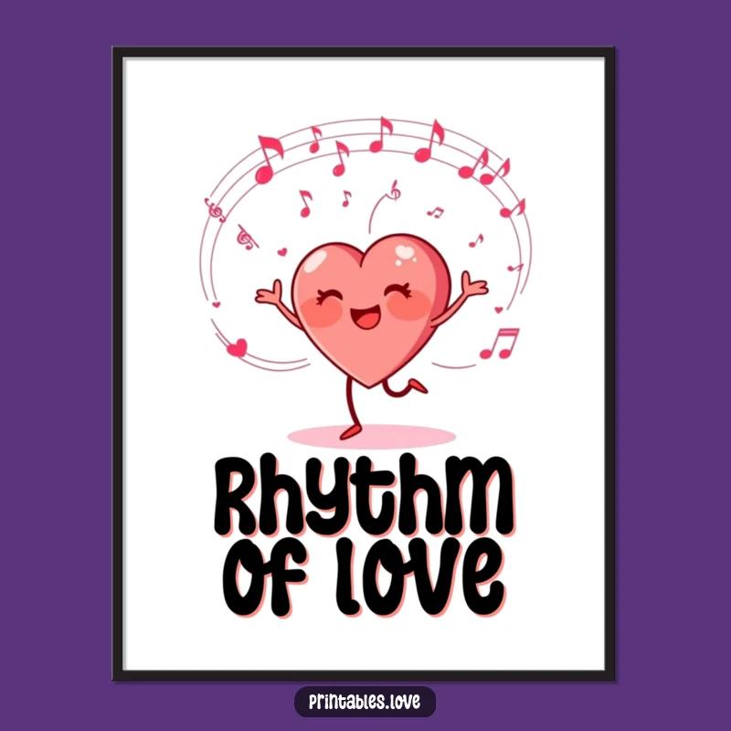 Funny Dancing Heart Digital Art - Musical Printable for Instant Decor