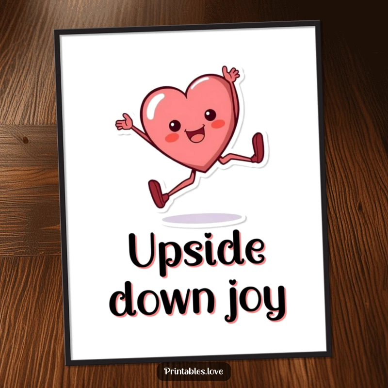 Funny heart digital art, a cartoon heart character in mid-cartwheel with a wide, happy expression, full of energy.
