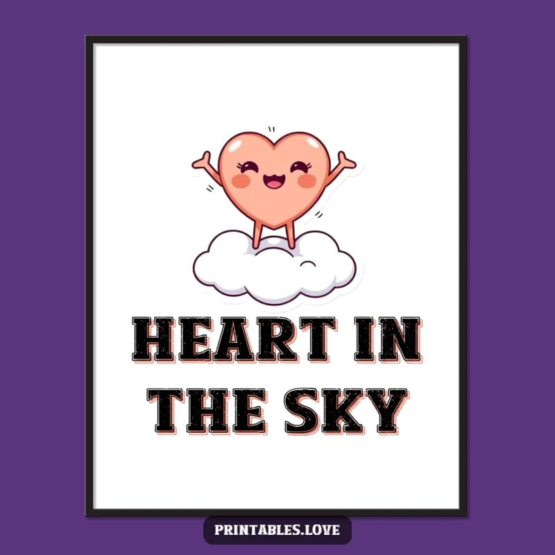 Funny Heart Cloud Art Print: Whimsical Decor, a Hilarious Digital Gift