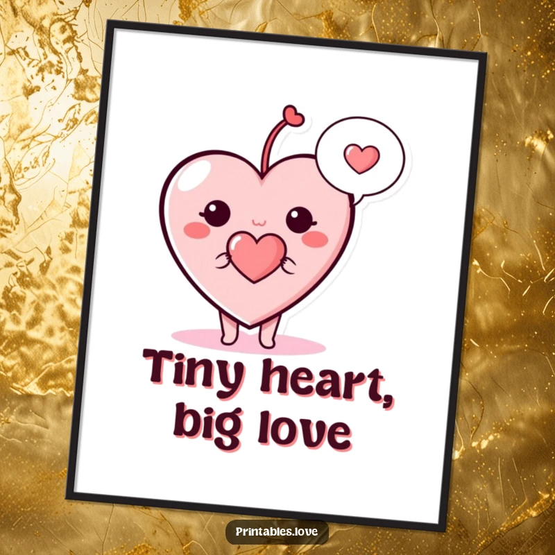Funny heart digital art, a cute cartoon heart character with a speech bubble containing a tiny heart, symbolizing love.