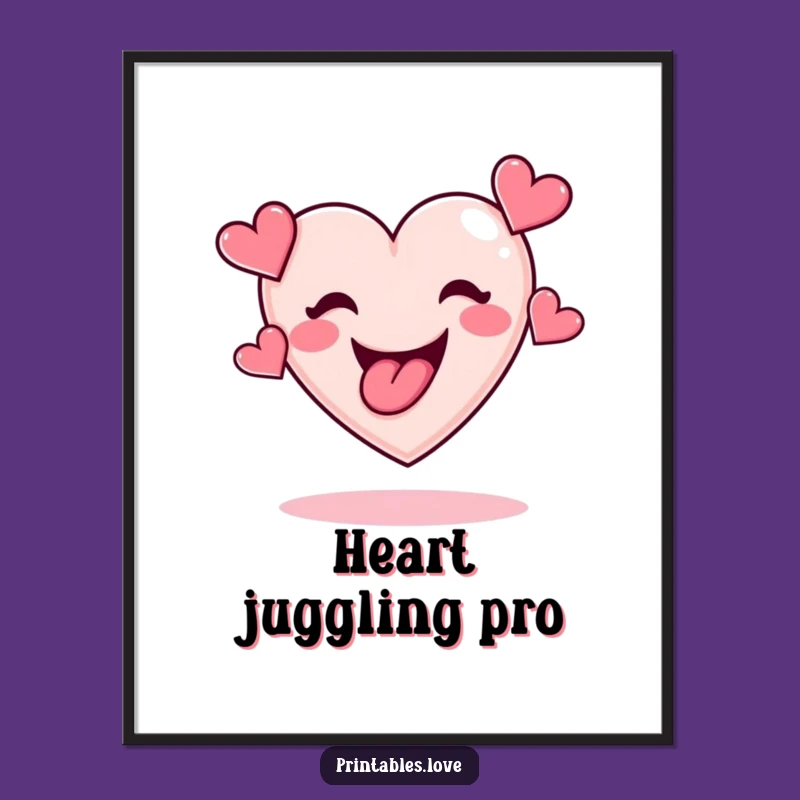 Funny Heart Juggling Digital Art: Playful Love Decor, Instant Gift!
