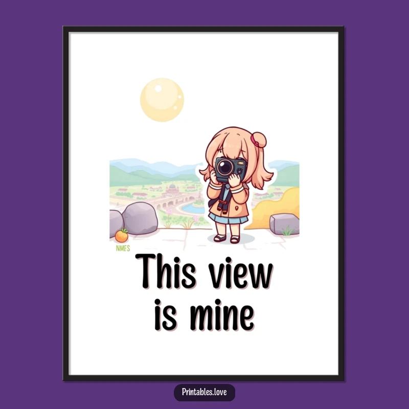 Funny Kawaii Camera Digital Art: Scenic Pose, Instant Funny Gift!