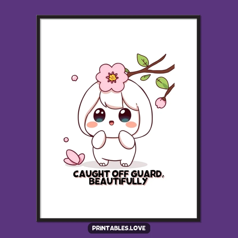 Funny Kawaii Petal Surprise Digital Art: Instant Spring Download