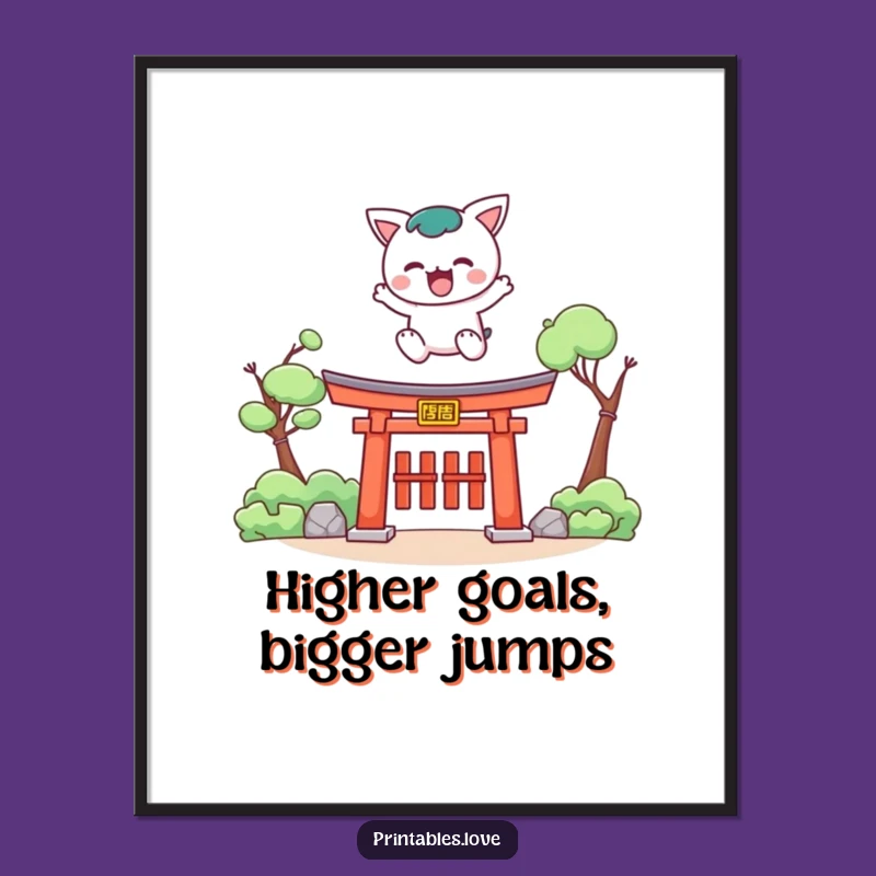 Funny Kawaii Torii Leap Digital Art: Instant Adventure Download