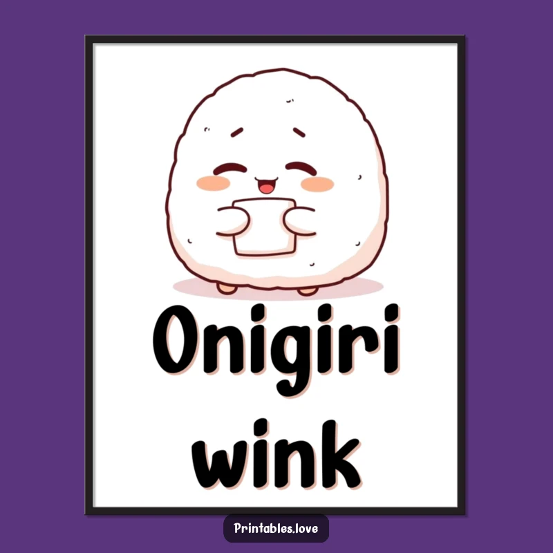 Funny Onigiri Digital Art: Giggling Character Printable for Playful Spaces