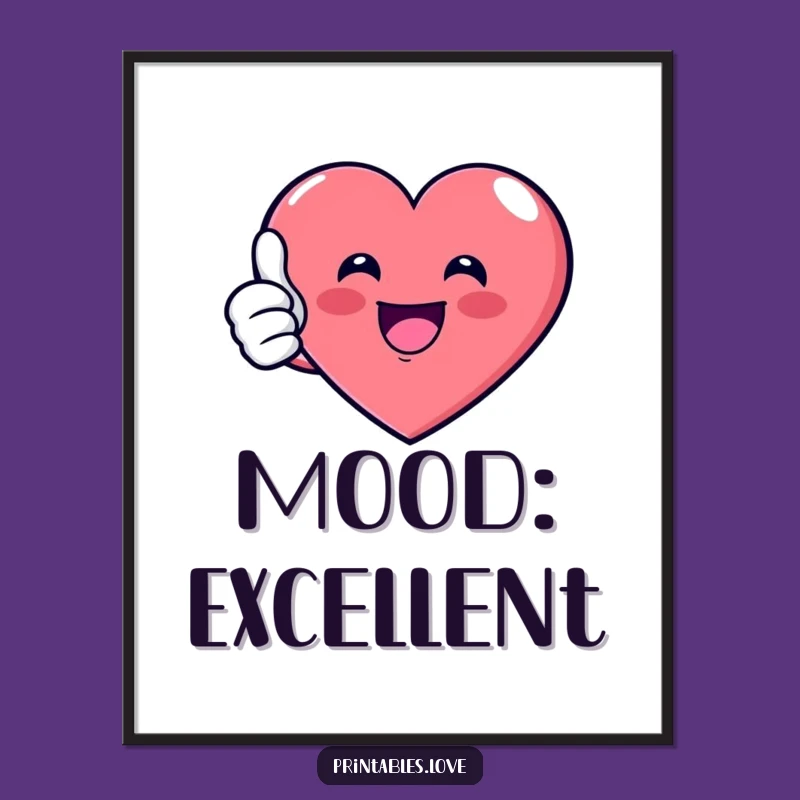 Funny Thumbs Up Heart Digital Art - Instant Joyful Printable for Your Walls