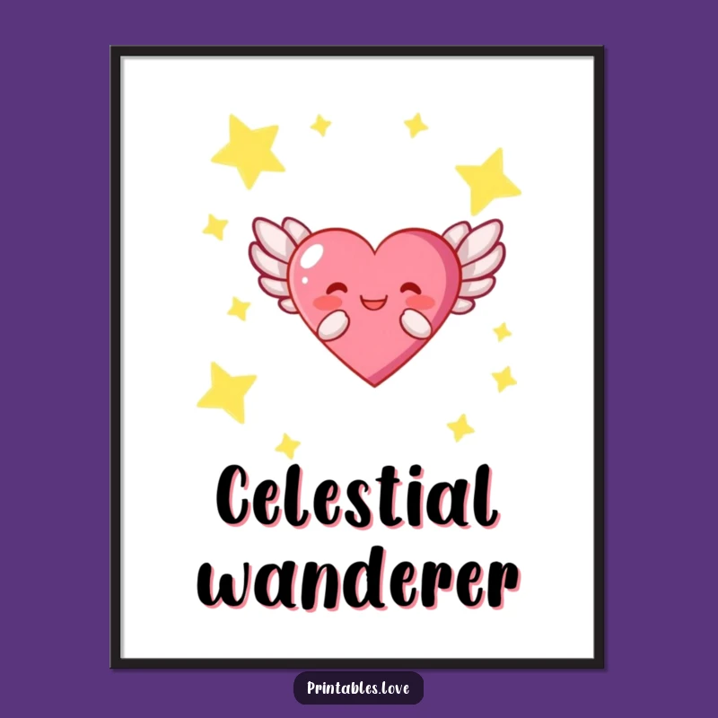Funny Winged Heart Digital Art: Instant Download for a Dreamy, Joyful Space