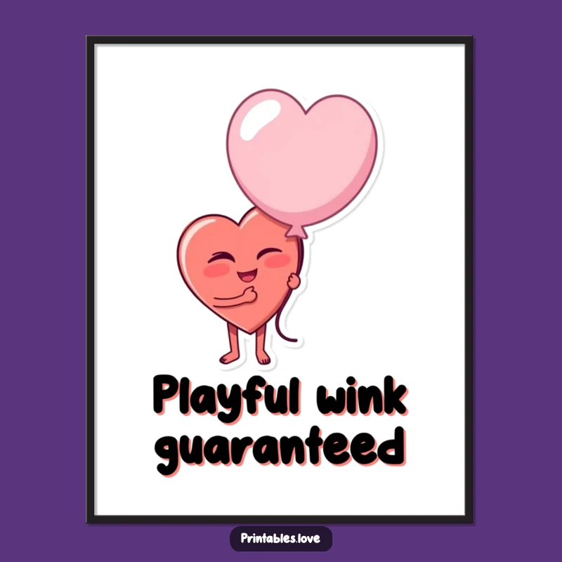 Funny Winking Heart Digital Print - Instant Playfulness for Your Walls