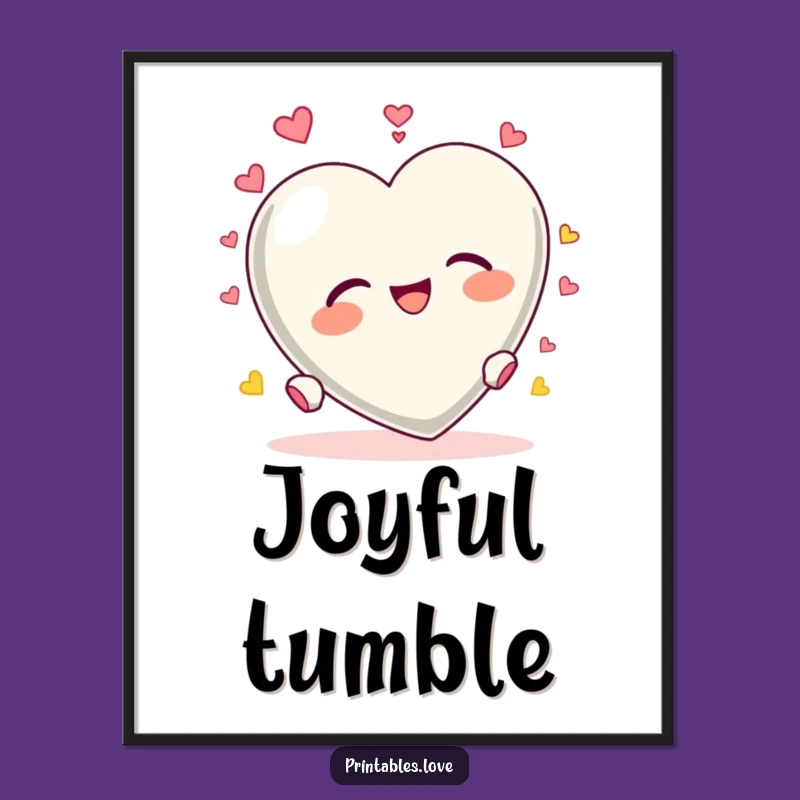 Funny Heart Tumbling Digital Art: Instant Joyful Valentine Decor