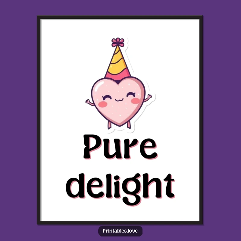 Funny Tiny Heart Party Hat Digital Art: Enthusiastic Celebration Wall Decor