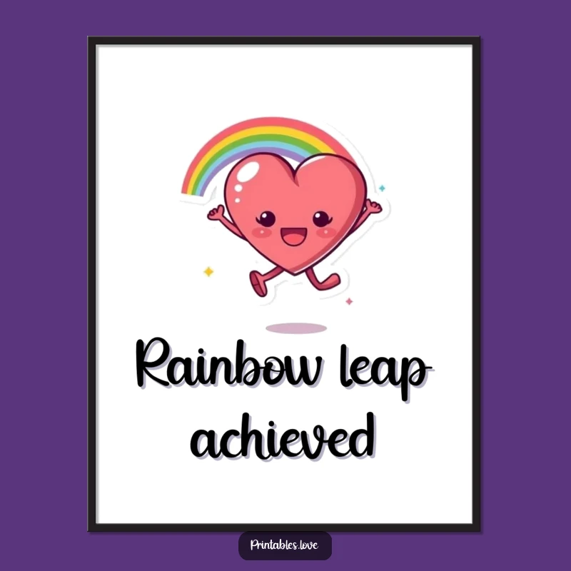 Funny Rainbow Heart Leap Digital Print - Instant Color for Your Walls