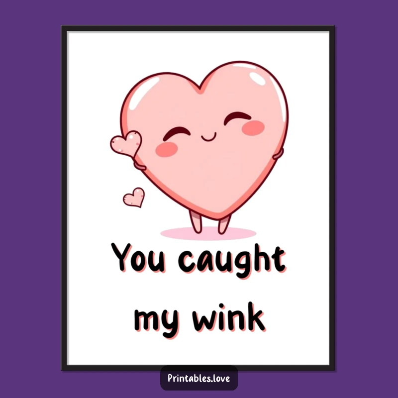 Funny Winking Heart Digital Art - Playful Printable for Instant Decor