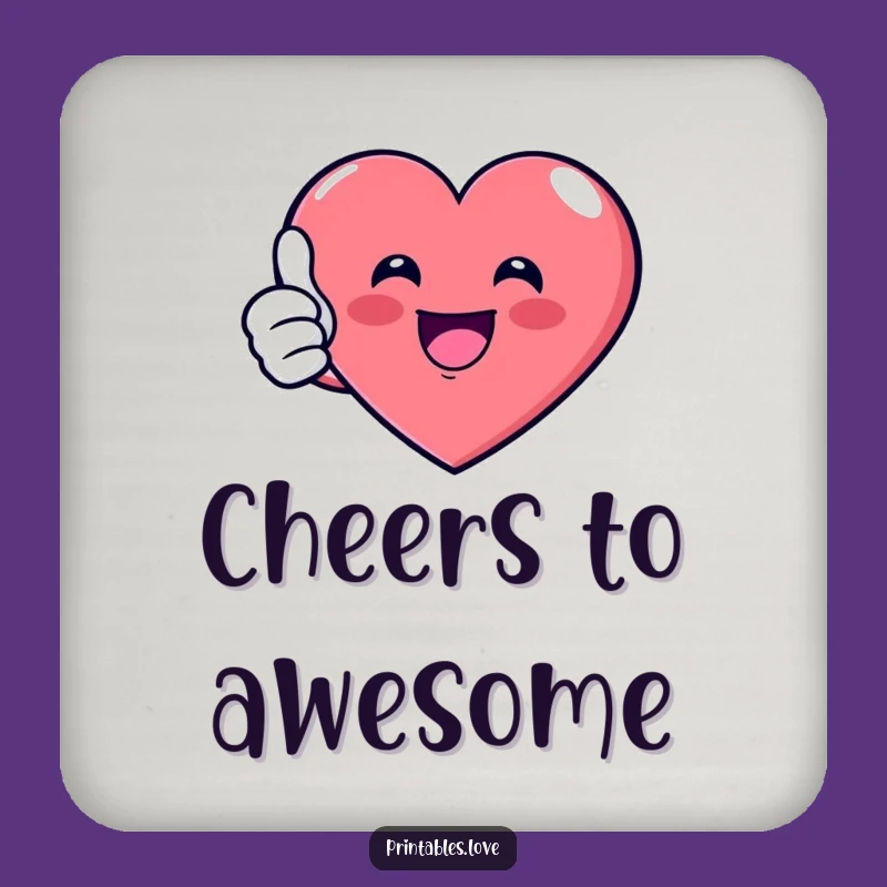 Funny Thumbs Up Heart Coaster Set - Protect Surfaces with Humor