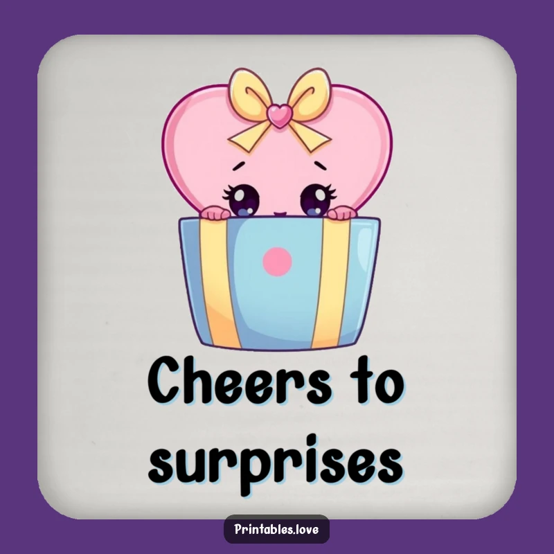 Funny Heart Peeking Gift Box Coaster: Playful Surface Protection Fun