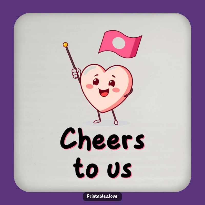 Funny Heart Waving Flag Coaster: Cheerful Surface Protection Fun