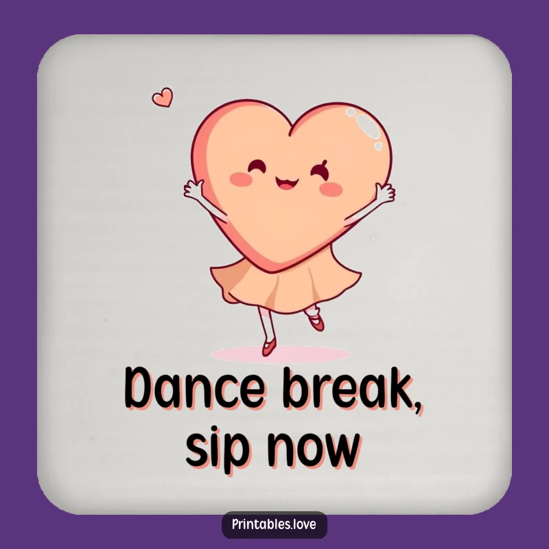 Funny Dancing Heart Coaster: Graceful Twirls, Perfect Gift!