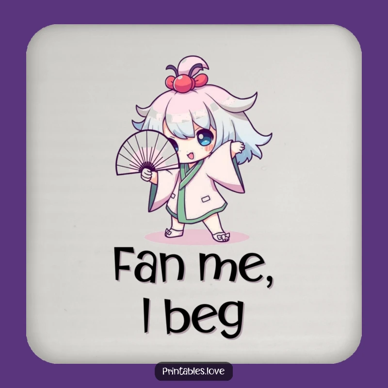 Funny Kawaii Drama Queen Coaster: Protect Surfaces with Fan Flair