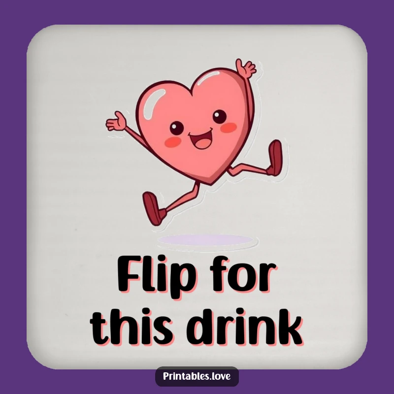 Funny Heart Cartwheel Drink Coaster - Joyful Flipping Table Protector
