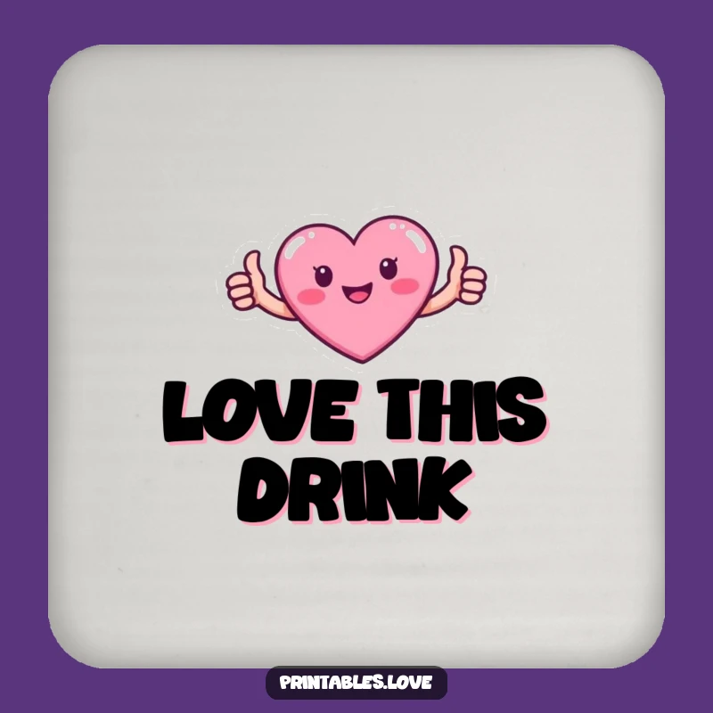 Funny Heart Coaster: Pink Character Thumbs Up Drink Mat