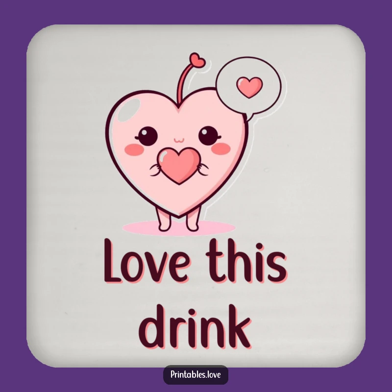 Funny Heart Drink Coaster - Sweet Speech Bubble Table Protector