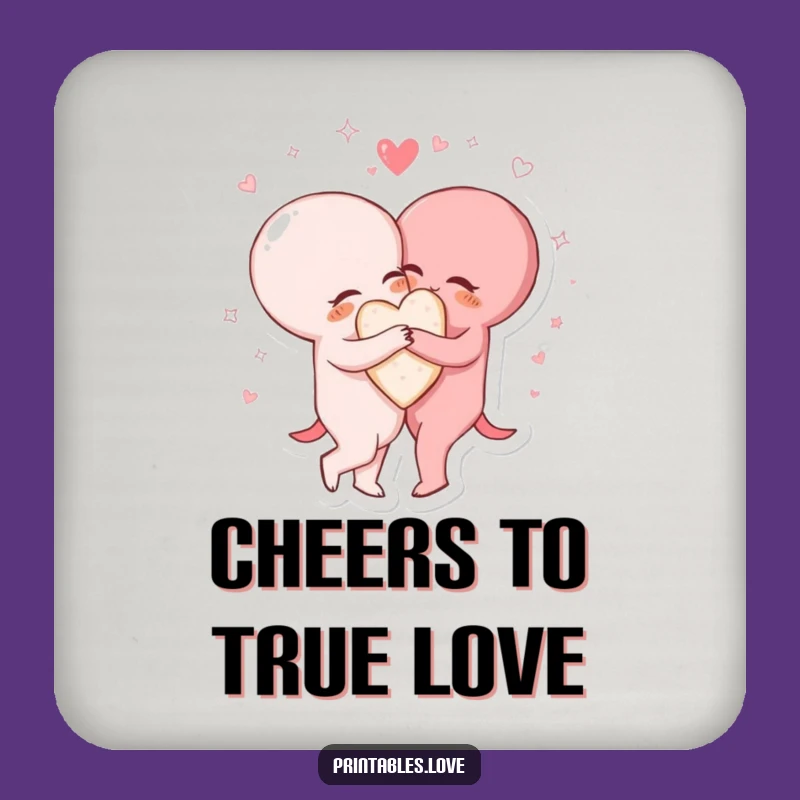 Funny Heart Hug Drink Coaster - Protect Surfaces with Sparkling Love