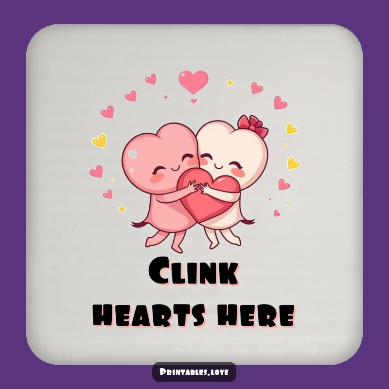 Funny Hugging Hearts Drink Coaster - Cute Protector for Tables